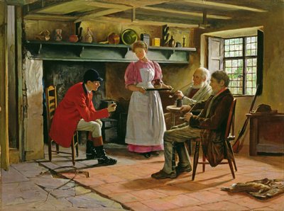Binnen in de Lygon Arms, Broadway, 1896 door Claude Pratt